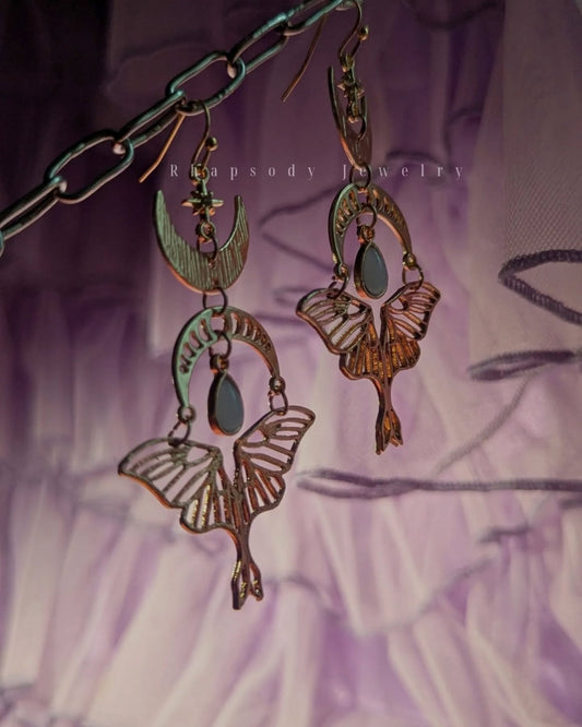 Moth drop earrings