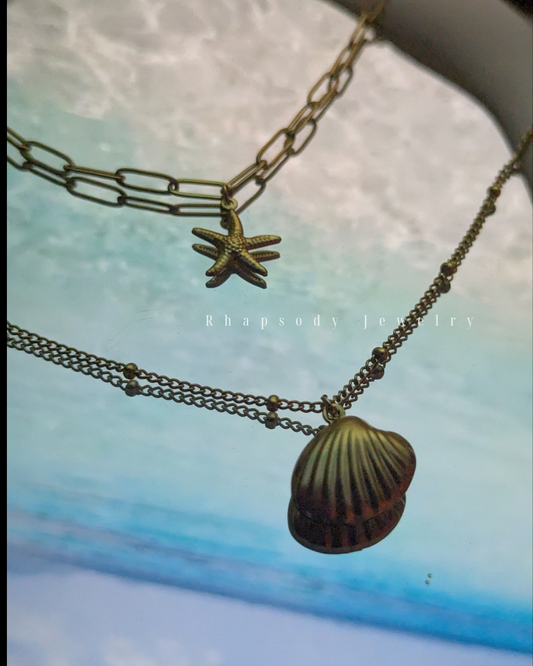 Double Layer Shell Starfish necklace