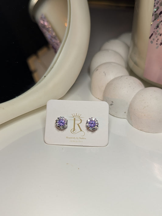 Purple flower earrings