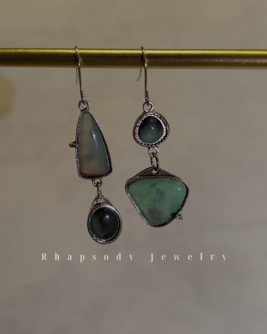 Asymmetric Earrings (Green)