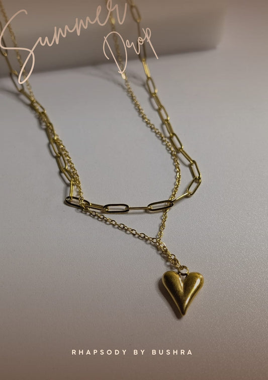 Double layer heart necklace