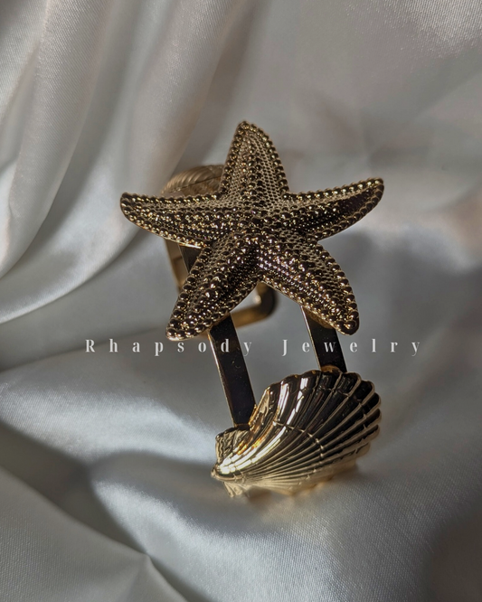 starfish shell open cuff